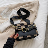 Kukombo Back To College 2024 Checkerboard Mini Fabric Flap Crossbody Sling Bags For Women Luxury Brand Design Handbag Simple Shoulder Bag Handbags Tiny