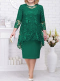Kukombo Zjkrl Oversized Mother of The Bride Dresses Elegant Weddings Women Midi Dress Two Piece Evening Gown Robe Femme Embroidery Clothing