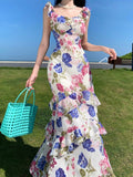 Kukombo Summer Women Floral Bodycon Slim Party Dress Sleeveless Casual Birthday One Pieces Robe Chic Elegant Female Clothings Vestidos