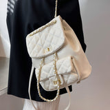 Kukombo Back to school  Diamond Grain Women Backpack School Bags For Teenage Girls Brand Design Travel Backpacks Pu Leather Chain Female Shoulder Bags