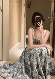 Kukombo Midi Dress Women Elegant Summer 2023 New Fashion Evening Party Ladies Slim Vestidos Vintage Print Clothes Female Korean Dresses