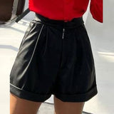 Kukombo  Sexy Women Fashion Summer Tracksuit 2022 New Casual Leather Shorts Set Long Sleeve Tops Shirt And PU Mini Shorts Two Piece Set