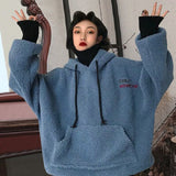Black Friday Sales Women's Hooded Sweater Retro Small Cashmere Trend Loose Lazy Y2K Autumn And Winter Plus Velvet Thick Top Hooded Sweater Jacket