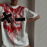 Kukombo 2022 Summer O Neck Y2K Print T Shirts Women Loose Fashion Casual Short Sleeve Graphic Black Top Tee Trendy Oversized