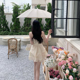 Kukombo Sweet Fairy Corset Mini Dress Women Casual Lace Strapless Dress Even Party Office Lady Elegant One Piece Dress Korea Summer