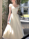 Kukombo Summer Sweet Elegant Fashion Party Dress Women Casual Even Prom Formal Solid Midi Vestidos Chic A-Line Female Clothes Robe