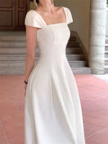 Kukombo Elegant Midi Dress Women Summer 2023 New Fashion Evening Party Ladies Vestidos Vintage Slim Clothes Female Korean White Dresses