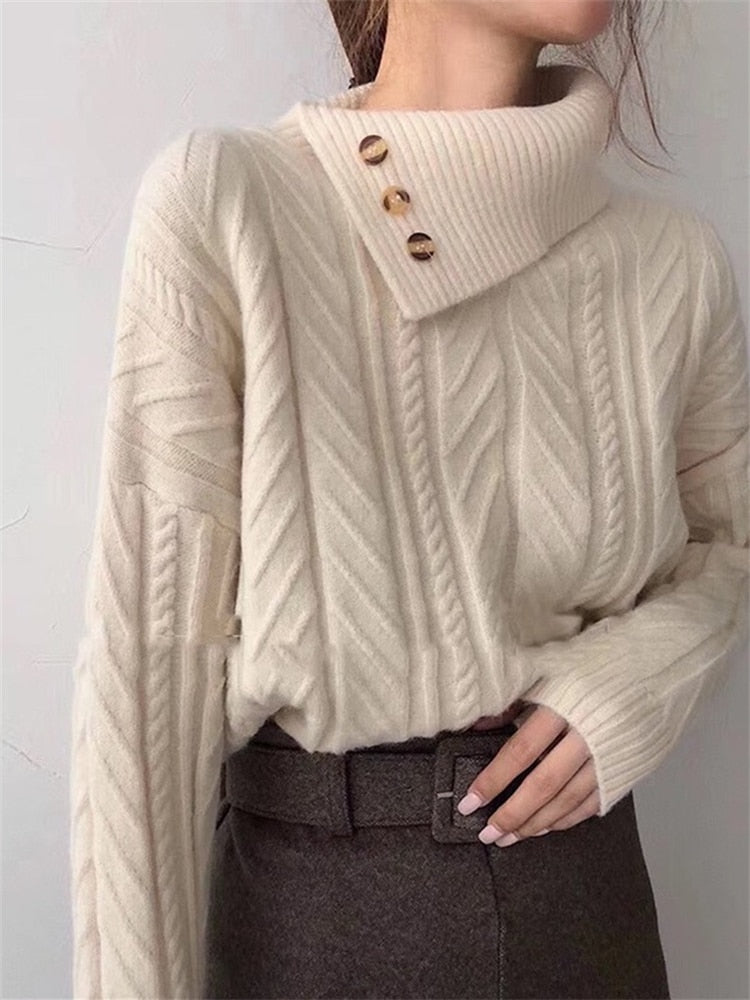Kukombo New Winter Sweater Women Pullover Girls Tops Knitting Vintage Oversize Autumn Female Knitted Outerwear Warm Sweaters