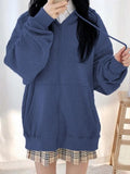 Kukombo Solid Color Zip Up Pocket Hoodies For Women Oversized Harajuku Korean Sweatshirts 2022 Y2K Aesthetic Long Sleeve Hooded Pullover