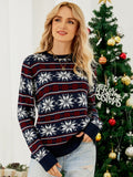 Black Friday Sales Autumn Winter Sweater Women's Pullover Sweater Long Sleeve Small Snowflake Slim Red Christmas Print Sweater Knit Jumper