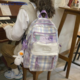 Back to school backpack Cute Girl Lattice Travel Bag Fashion Lady Kawaii Book Trendy College Cool Female Plaid Laptop Bag