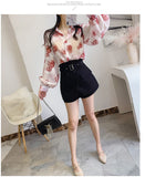 Kukombo Women's Spring Summer New Loose Floral Blouse Women's Sunscreen Turndown Collar Chiffon Clothing Korean Long-Sleeved Shirts