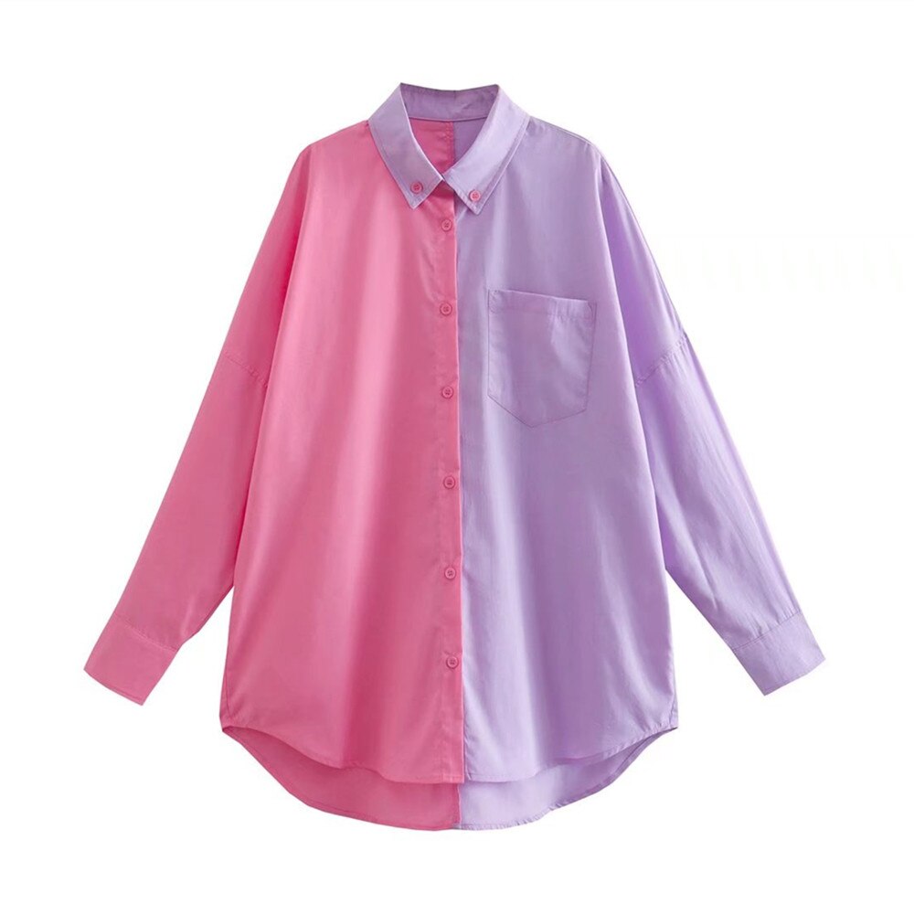 Kukombo Ladies Vintage Patchwork Oversized Loose Blouse Shirt Women Casual Shirt Tops Female Blusas Fall Shirt