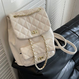 Kukombo Back to school  Diamond Grain Women Backpack School Bags For Teenage Girls Brand Design Travel Backpacks Pu Leather Chain Female Shoulder Bags