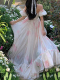 Kukombo Beach Long Dress Women Elegant Korean Summer 2023 New Fashion Evening Ladies Vintage Printed Slim Dresses Female Holiday Clothes