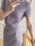 Kukombo Women Summer Bodycon Purple Midi Party Dress Ladies Slim Vintage Sexy Fashion Prom Vestidos Femme One Pieces Clothings Robe