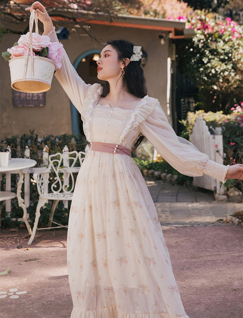 Kukombo Back to school outfit Cottage Style Retro Fairy Dress Woman Vi