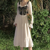 Kukombo Elegant Evening Party Midi Dresses Women Long Sleeve Casual Vintage Korean Fashion Dress Slim Retro France Dress Autumn 2022 New