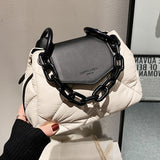 Back To College 2023 Kawaii Tote Bag Hit Winter PU Leather Padded Quilted  Women's Designer Handbag Luxury Brand Chain Shoulder Crossbody Bags