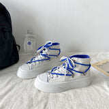 Kukombo Graduation Gift Big Sale  High Platform Flat Canvas Blue Women's 2022 Spring New Casual White Vulcanize Shoes Sneakers Running Harajuku Rubber