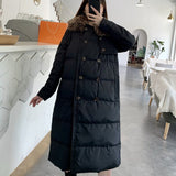 Black Friday Sales New Winter Women Natural Fox Fur Collar 90% White Duck Down Parka Casual Female Double Breasted Long Down Coat Outwear