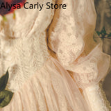 Kukombo French Vintage Fairy Dress Women Lace Casual Embroidery Evening Party Dresses Female 2022 Spring Court Retro Elegant Midi Dress