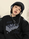 Thanksgiving Gift Korean Style Letter Print Gray Hoodies Women Harajuku Hip Hop Oversized Sweatshirts Black Casual Pullover Tops Vintage