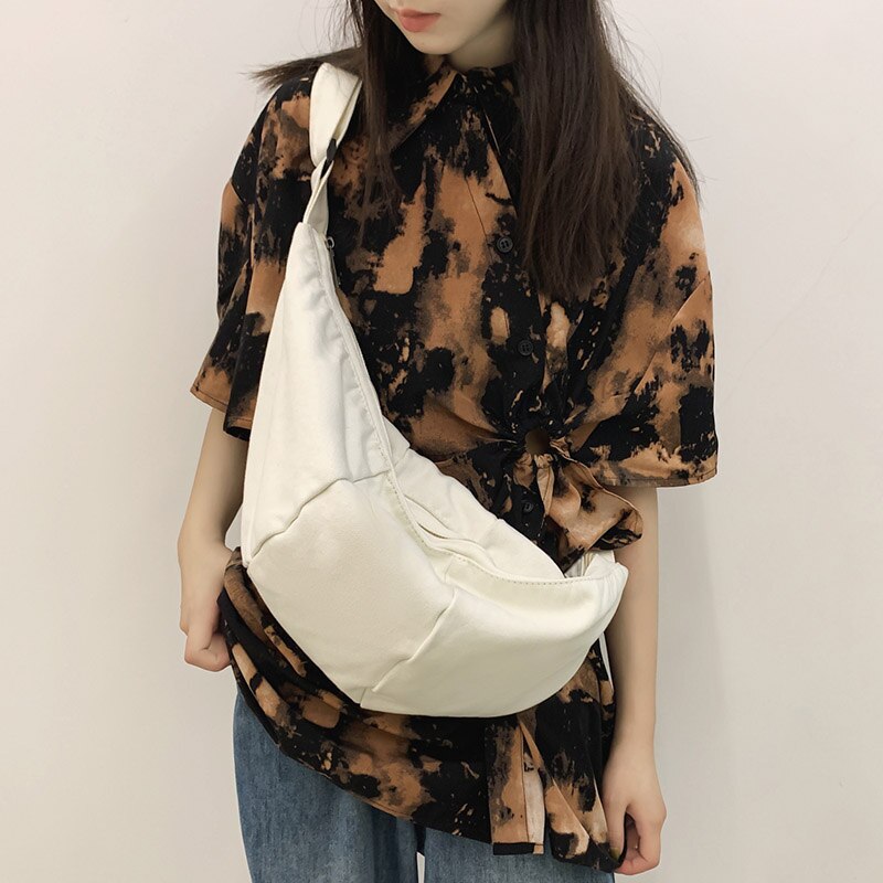 Back To College 2023 Fashion Women Shoulder Bag Solid Color Canvas School Bag For Teenage Girl Large Capacity Casual Travel Bag Student Bag