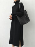 Kukombo Winter Womens Dress Fall Sweater Women Dress Long Sleeve Knitted Dresses Maxi Vintage Oversize Dresses Knitting