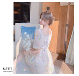 Kukombo Sweet Mesh Lace Fairy Dress Summer Woman Puff Sleeve Embroidery Floral Elegant Romantic Princess Dresses For Party Night Vestido