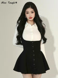 Kukombo Elegant Sexy Party Dress Women Vintage Designer Chic Mini Dress Casual Korean Fashion High Waist Strap Dress Summer 2022 New
