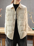 Thanksgiving Gift Ailegogo 2022 Autumn Women Turndown Collar Down Coat Ultra Light 90% White Duck Down Jacket Single Breasted Windproof Parkas