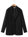 Kukombo Vintage Loose Suit Outerwear Women Suit Jacket Spring Autumn Female Jackets Elegant Chic Single-Button Femme Blazer Coat