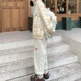 Kukombo Autumn Japanese Kawaii Cute Pants Women Pockets Casual Sweet Lolita Long Trousers Female High Waist Korean Clothing Winter 2022