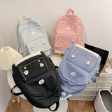 Back to school backpack Nylon Cute Bear Female Student College Bag Badge Girl Doll Kawaii Book Ladies Fashion Bags Trendy
