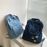 Back to school backpack Vintage Fashion Denim Large Capacity High Quality For Girls Student Bag Female Mochilas
