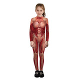 Kukombo Halloween Children Jumpsuit Skeleton Muscle Viscera Halloween New Creative Printing Kids Performance Cosplay Horror Costume Scary Bodysuit