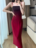 Kukombo Spaghetti Strap Elegant Summer Dresses Women Sleeveless Bodycon Slim Fashion Vestidos Female Vintage Long Sundress Clothes