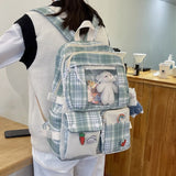 Back to school backpack New Cute Grid Waterproof Candy Colors High Bags For Teenage Girl Student Backpacks Fancy Travel Rucksack