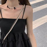 Kukombo Dress Women All-Match Above Knee Sexy Summer BF Spaghetti Strap Streetwear Folds Платье Traf Vestidos Elegantes Para Mujer Robe