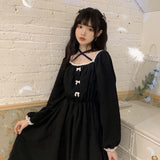 Kukombo Hstar Cute Women's Lolita OP Dress Flouncing Trim Japanese Harajuku Long Sleeves Victorian Dress Vestidos Gothic Lolita Cosplay
