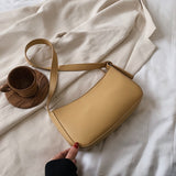 Back To College 2023 Cute Solid Color Small PU Leather Shoulder Bags For Women Hit Simple Handbags And Purses Female Travel Totes