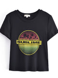 Kukombo Tatooine Hawaii Mountain Vintage Outrun Sunset Palm Tree Silhouette Black Tshirt Retro Vaporwave Women Cool Tropical Tees