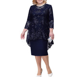 Kukombo Zjkrl Oversized Mother of The Bride Dresses Elegant Weddings Women Midi Dress Two Piece Evening Gown Robe Femme Embroidery Clothing