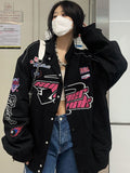 Cyber Monday Sales Gothic Punk Embroidery Sweatshirts Women Harajuku Zip Up Oversize Hoodies Black Loose Casual Tops Jacket Vintage Hippie