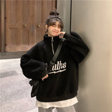 Thanksgiving Gift Y2k Women's Sweater Alphabet Print Hoodie Casual Lazy Wind Long Sleeve Versatile Autumn And Winter Pullover