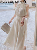 Kukombo 2022 Summer Elegant Vintage Dress Women White Design Party Slim One Piece Dress Koraen Casual Fairy White Beach Sleeveless Dress