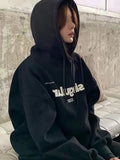 Kukombo Black Friday Sales Grey Hoodie Women Plus Size Letter Print Sweatshirt Loose Street Lazy Style Casual Autumn And Winter Pullover