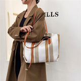 Luxury Design Stripe Linen Tote Women Shoulder Bags for Women Large Capacity Shopper Bag Messenger Bag Handbags bolsos de mujer K40
