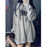 Thanksgiving Gift Y2K Vintage Letter Print Hoodies Women Harajuku Grunge Graphic Sweatshirts Loose Casual O-Neck All-Match Pullover Tops